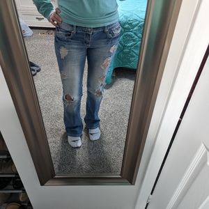 Ariya Destructed Distressed Ripped Denim Jeans - Size 7/8 Juniors